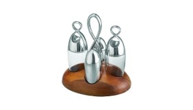 Nambe Infinity Salt & Pepper, Oil & Vinegar Set